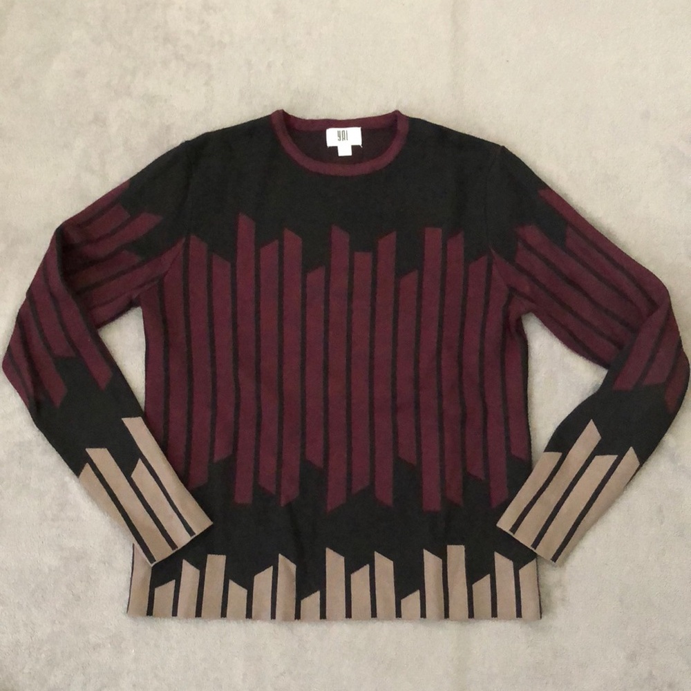 Yal New York Black Maroon Beige Sweater Size Small